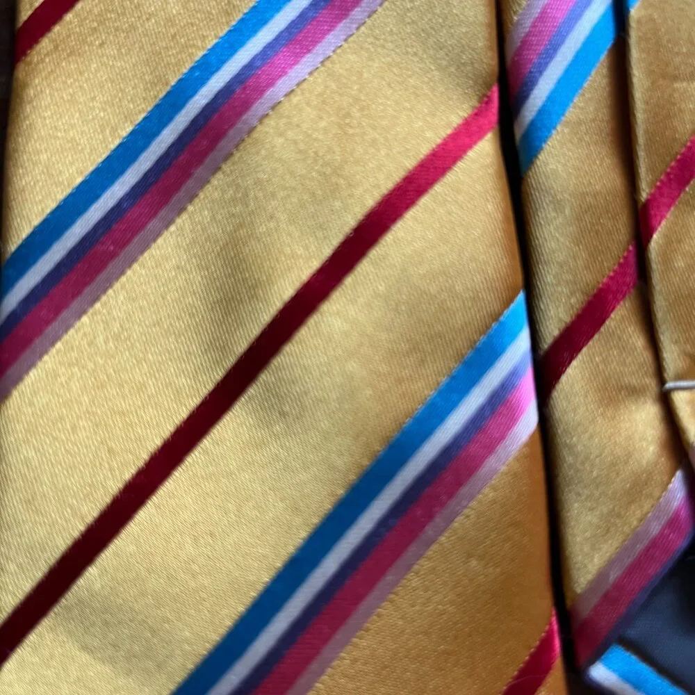 Boy's Necktie Gold Red Blue Stripe By Joey Couhire
